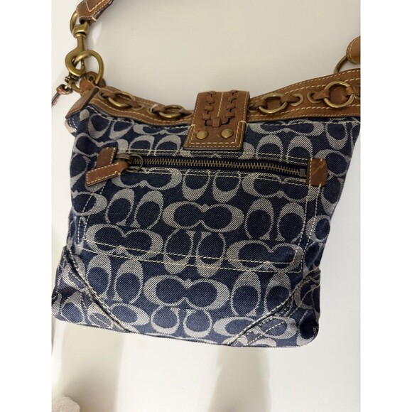 COACH VTG Signature Denim & Vachetta Leather Shoulder Bag F06K-10406 Handbag - Picture 11 of 16